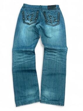 Y2K DO DENIM Men's Jeans Size 32 X 32 Studded Embellished Grunge Baggy Goth USA